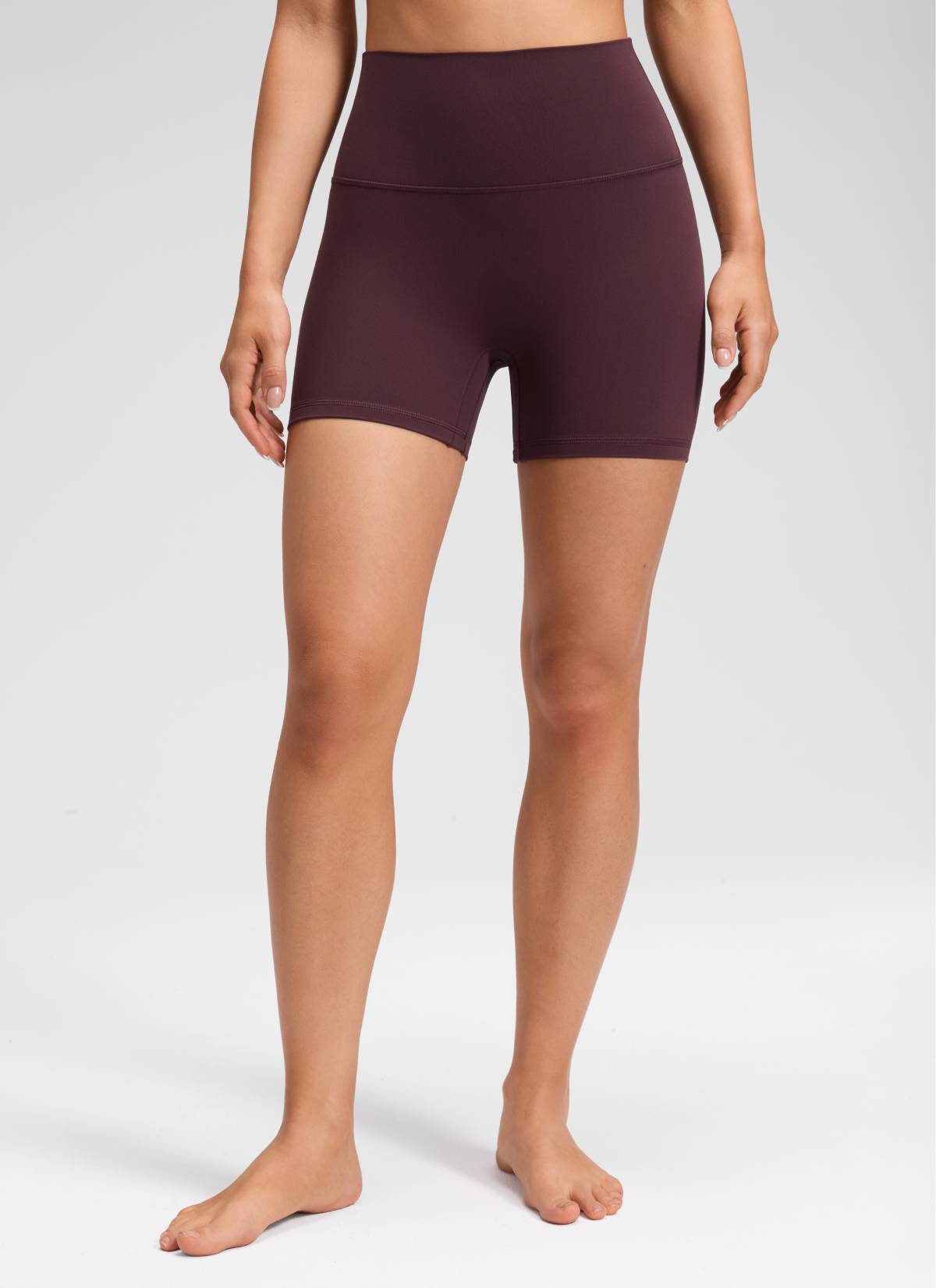 Pantalones cortos de yoga de tiro alto sin costura frontal Butterluxe para mujer CRZ YOGA de 10 cm, color Ripe Plum