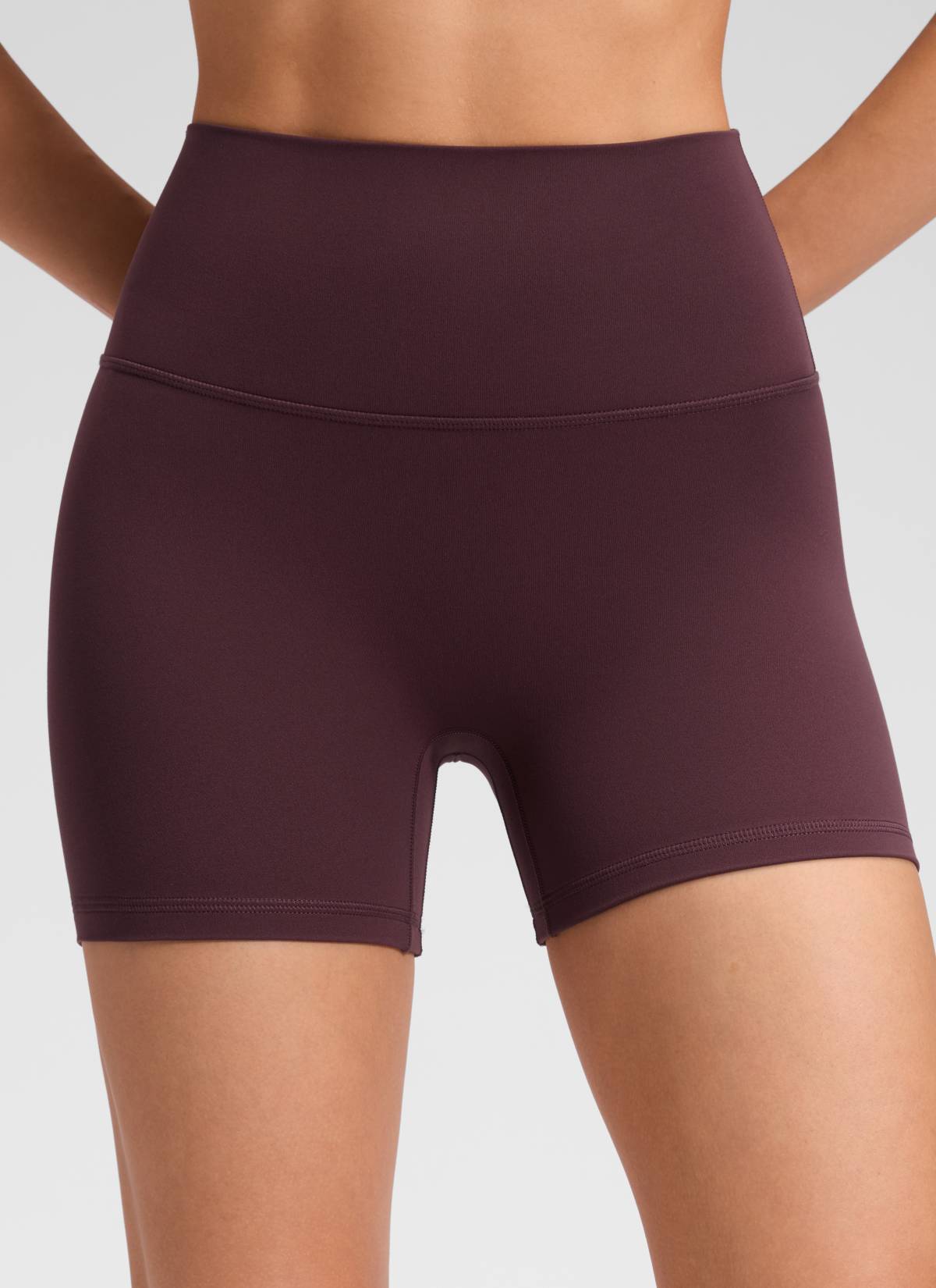Pantalones cortos de yoga de tiro alto sin costura frontal Butterluxe para mujer CRZ YOGA de 10 cm, color Ripe Plum