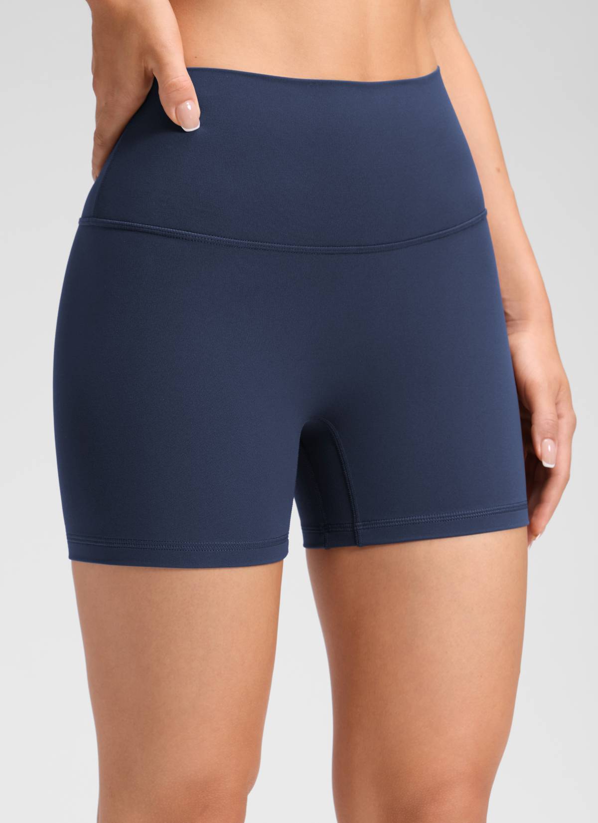 Pantalones cortos de yoga de tiro alto sin costura frontal Butterluxe para mujer CRZ YOGA de 10 cm, color Club Blue