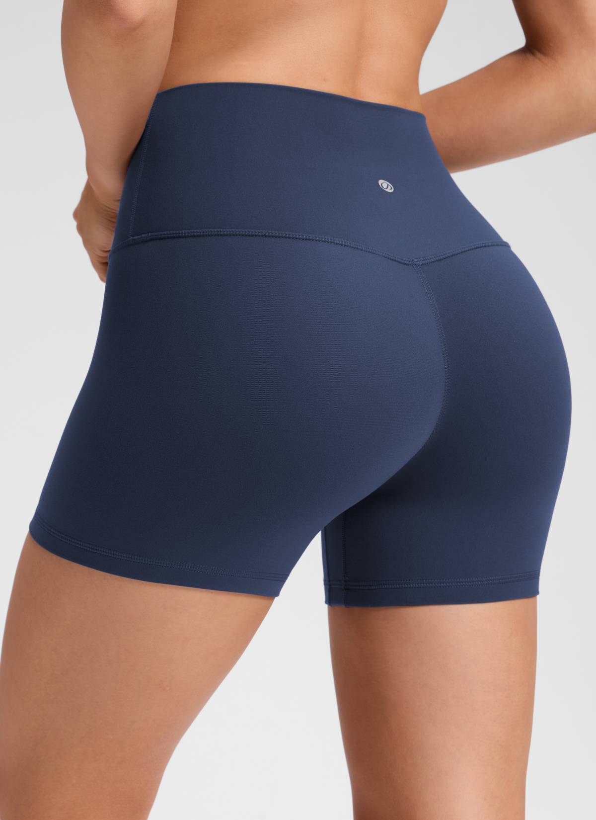 Pantalones cortos de yoga de tiro alto sin costura frontal Butterluxe para mujer CRZ YOGA de 10 cm, color Club Blue