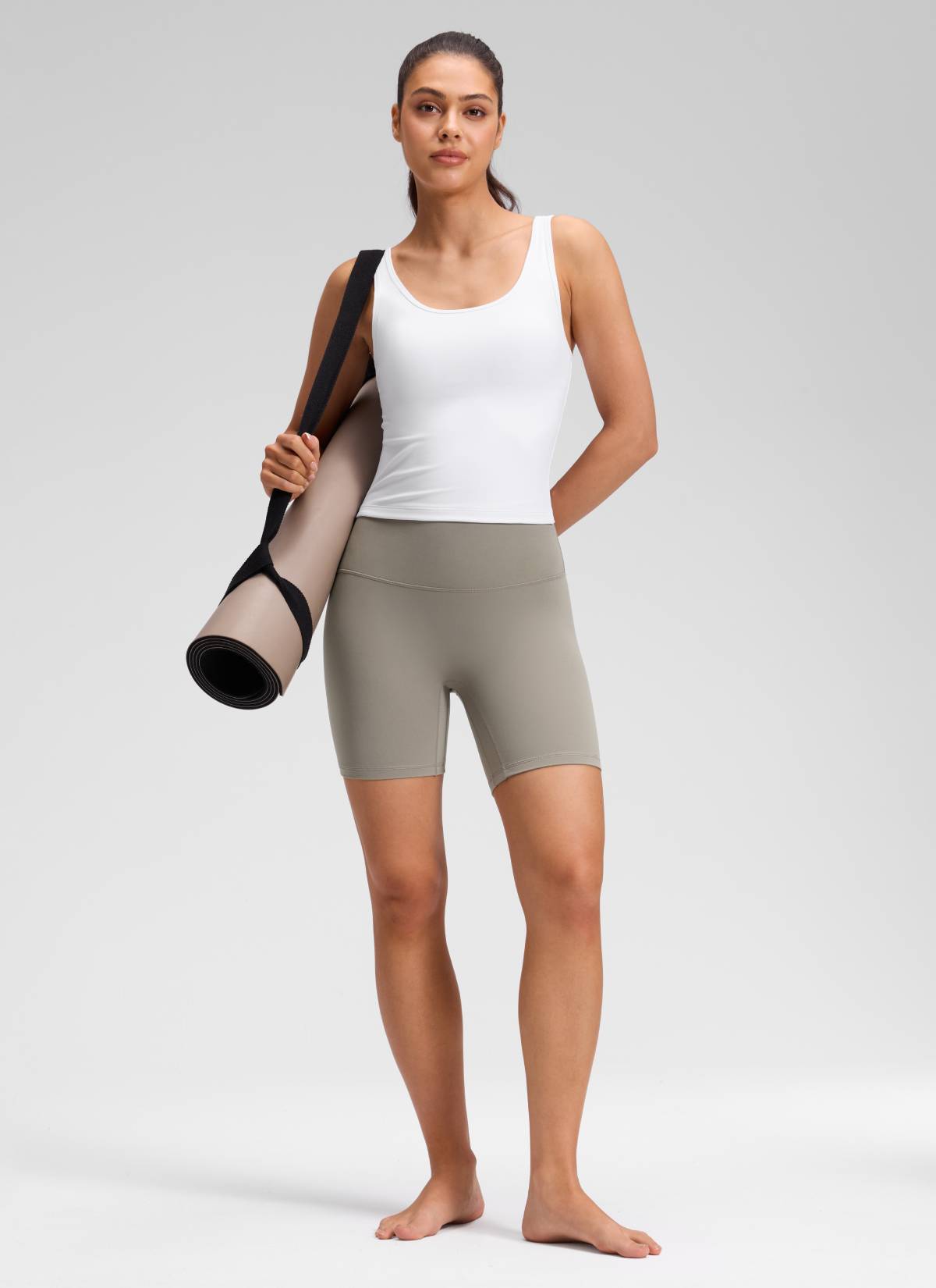 CRZ YOGA moteriški Butterluxe aukšto liemens joga šortai be priekinės siūlės 15 cm