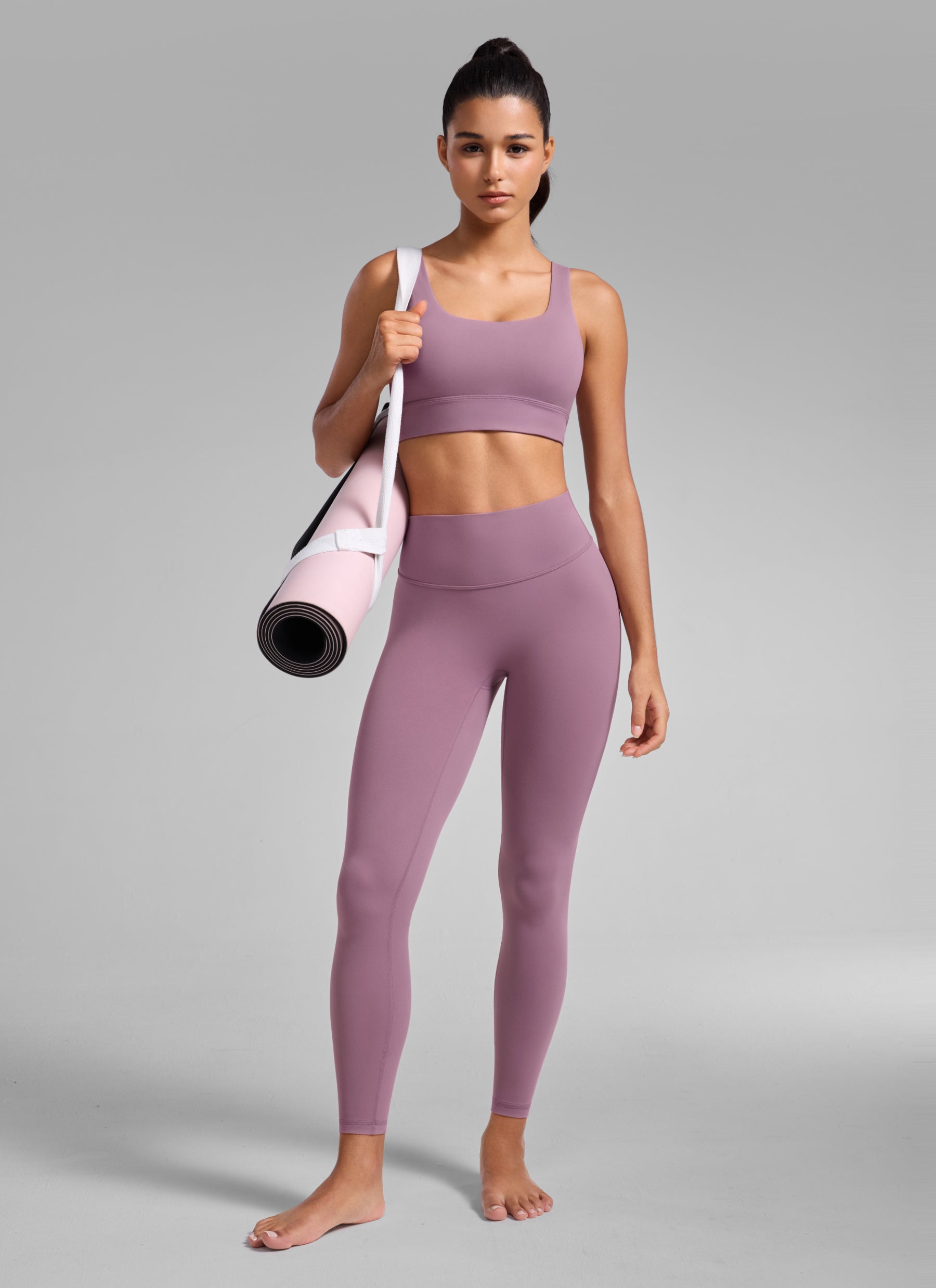 CRZ YOGA Softretch Secretsculpt™ Minor magas derekú, elülső varrásos leggings, világos levendula