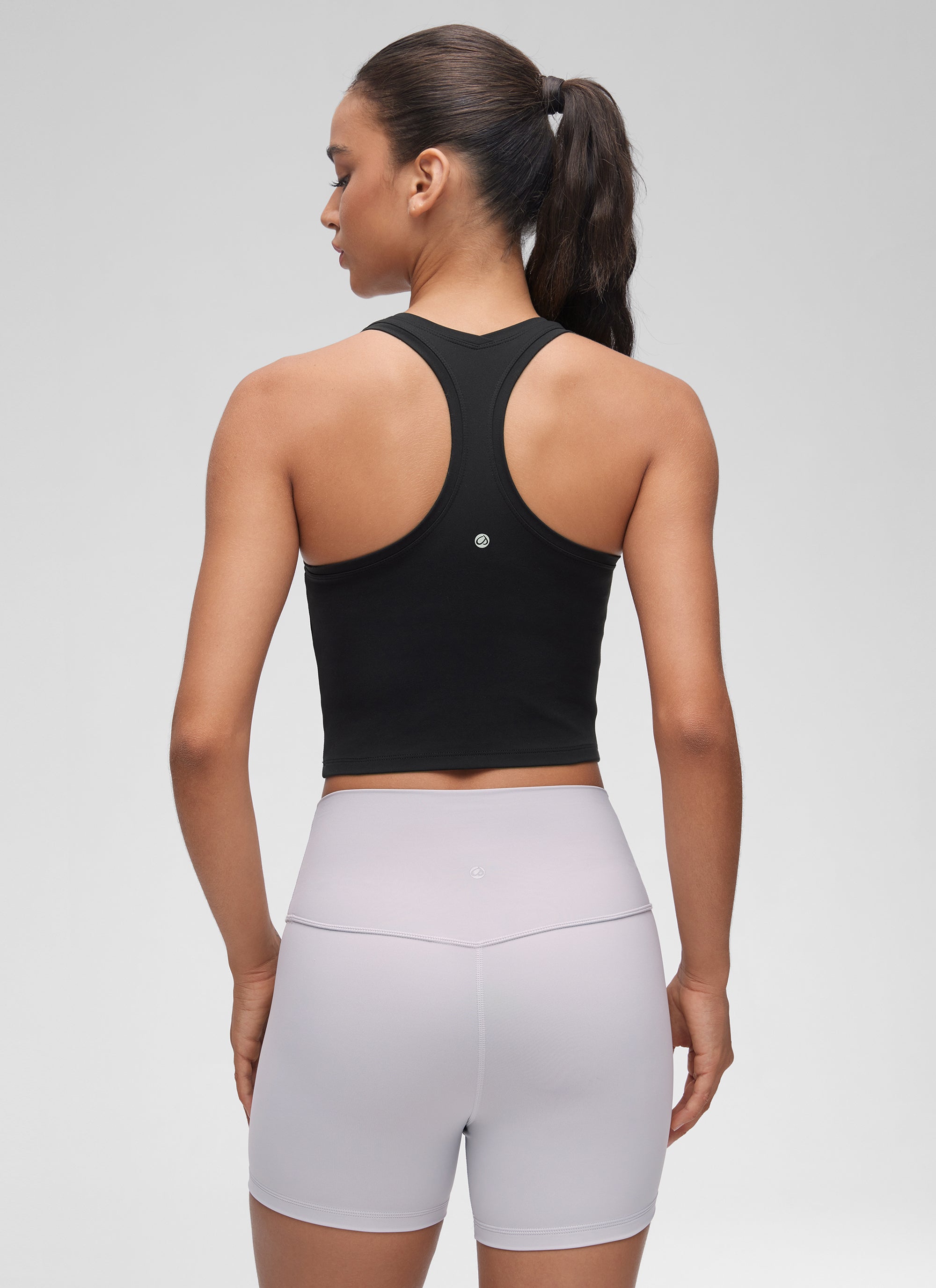 CRZ YOGA Camiseta de tirantes corta para yoga y descanso con cuello redondo y espalda nadadora Butterluxe para mujer, negro