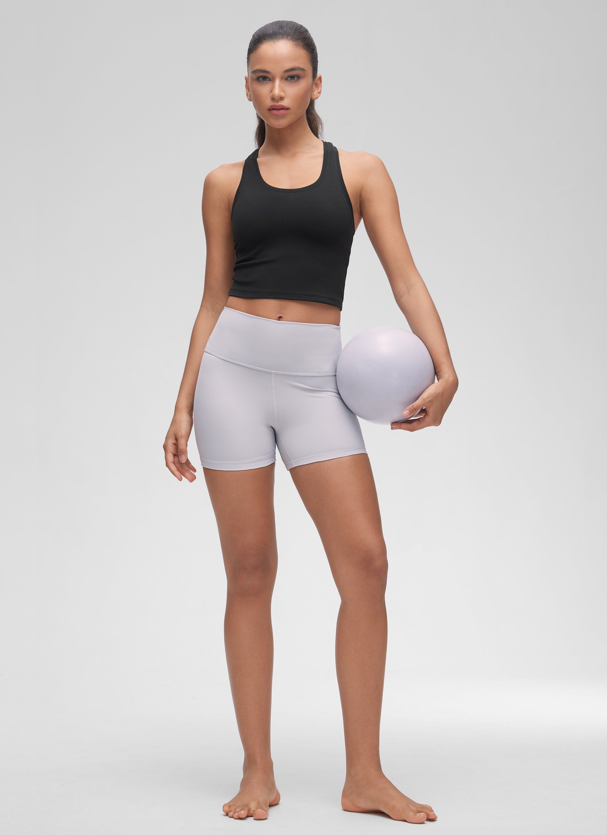 CRZ YOGA Camiseta de tirantes corta para yoga y descanso con cuello redondo y espalda nadadora Butterluxe para mujer, negro