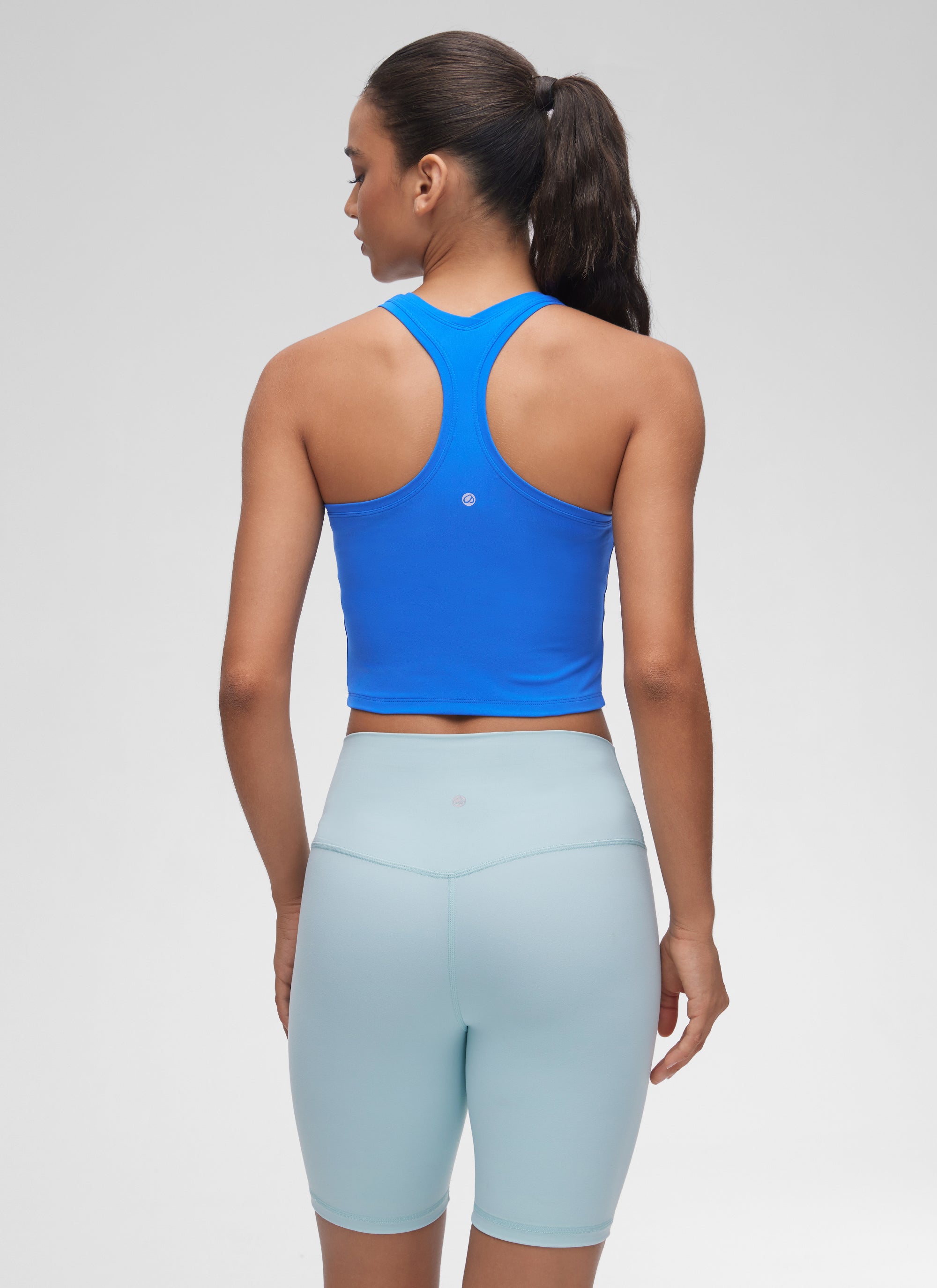 Camiseta de tirantes corta para yoga y descanso con cuello redondo y espalda nadadora Butterluxe para mujer CRZ YOGA, Sparkle Blue