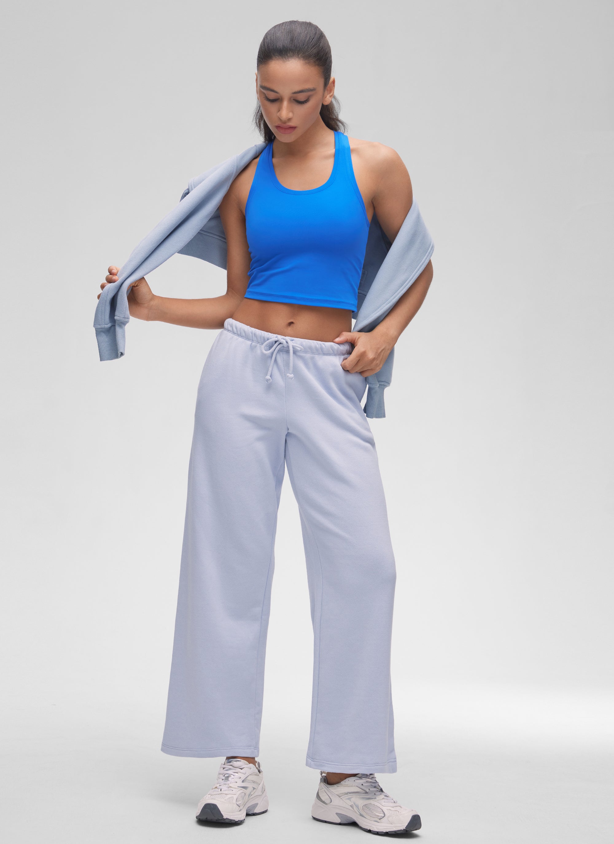 Camiseta de tirantes corta para yoga y descanso con cuello redondo y espalda nadadora Butterluxe para mujer CRZ YOGA, Sparkle Blue