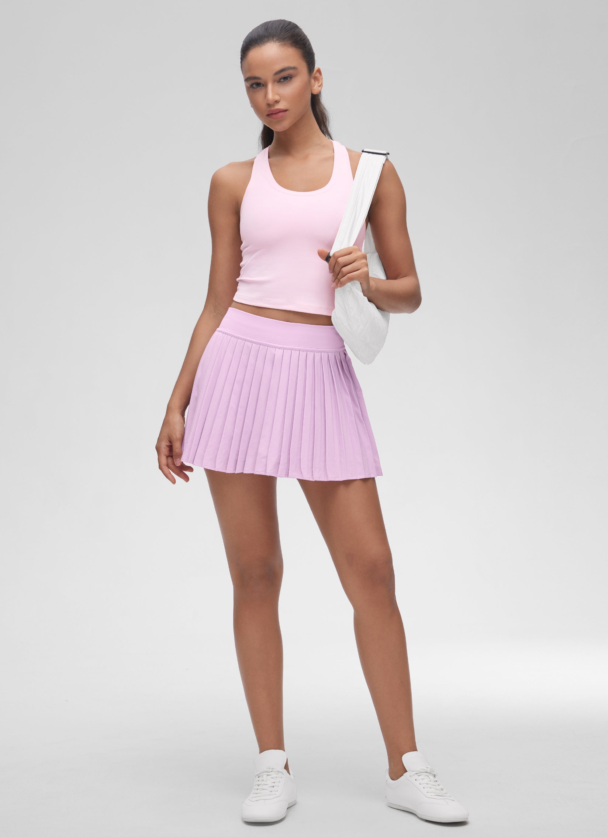 Camiseta de tirantes corta de yoga con cuello redondo y espalda nadadora Butterluxe para mujer de CRZ YOGA Rosa peonía