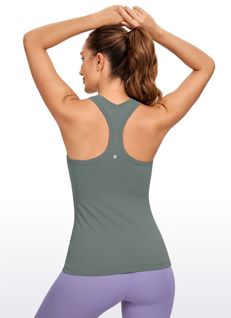 CRZ YOGA Hauts de yoga slim pour femme Débardeur Butterluxe dos nageur Vert sauge