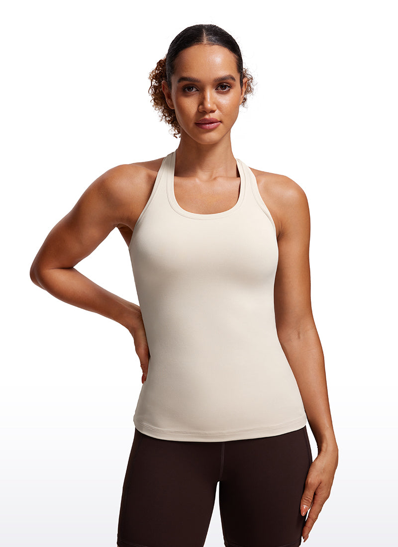 Top de tirantes entallado para yoga con espalda cruzada Butterluxe para mujer CRZ YOGA Mojave Tan