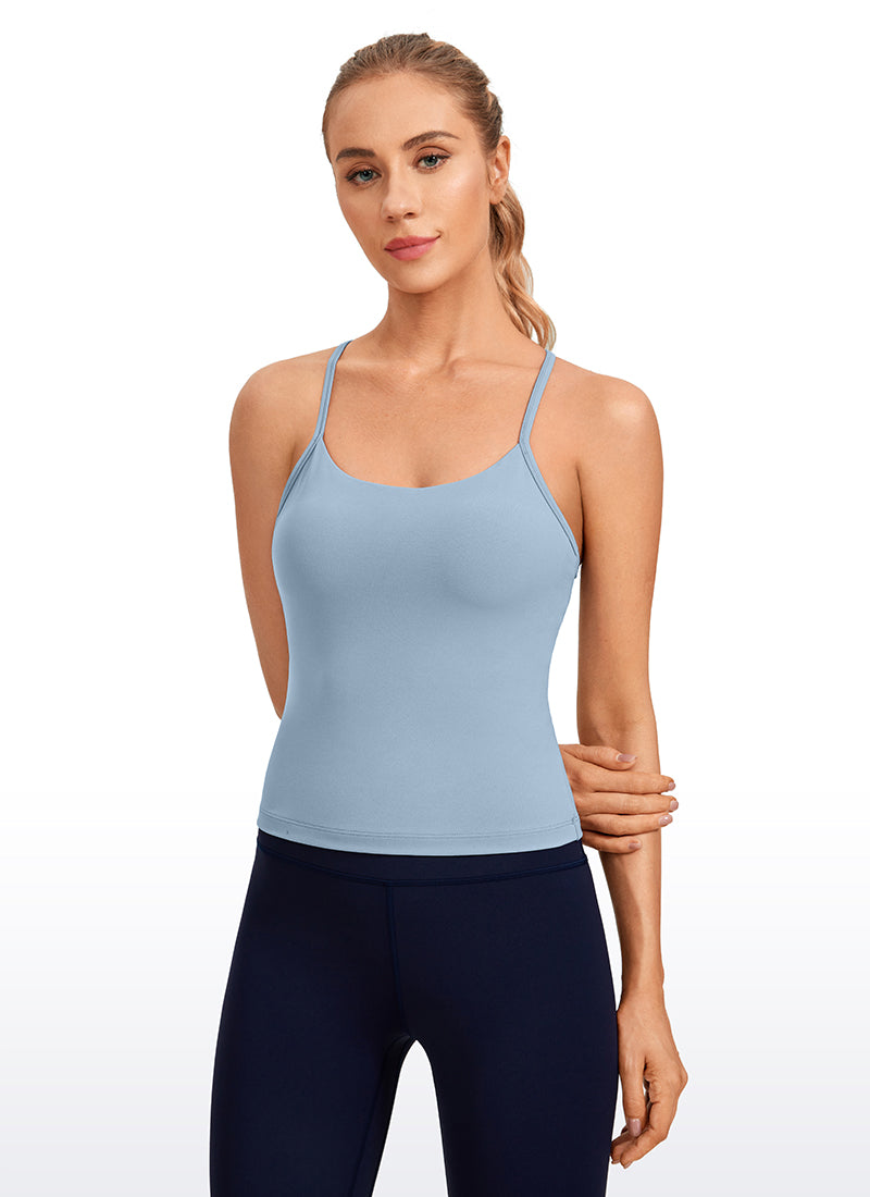 Dámské slim fit tílko na jógu CRZ YOGA Butterluxe s všitou podprsenkou, Y záda, cambric blue