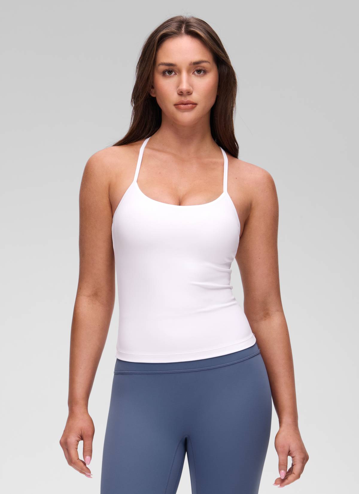 Camiseta de tirantes con sujetador incorporado Butterluxe de ajuste ceñido para yoga de mujer CRZ YOGA Blanco