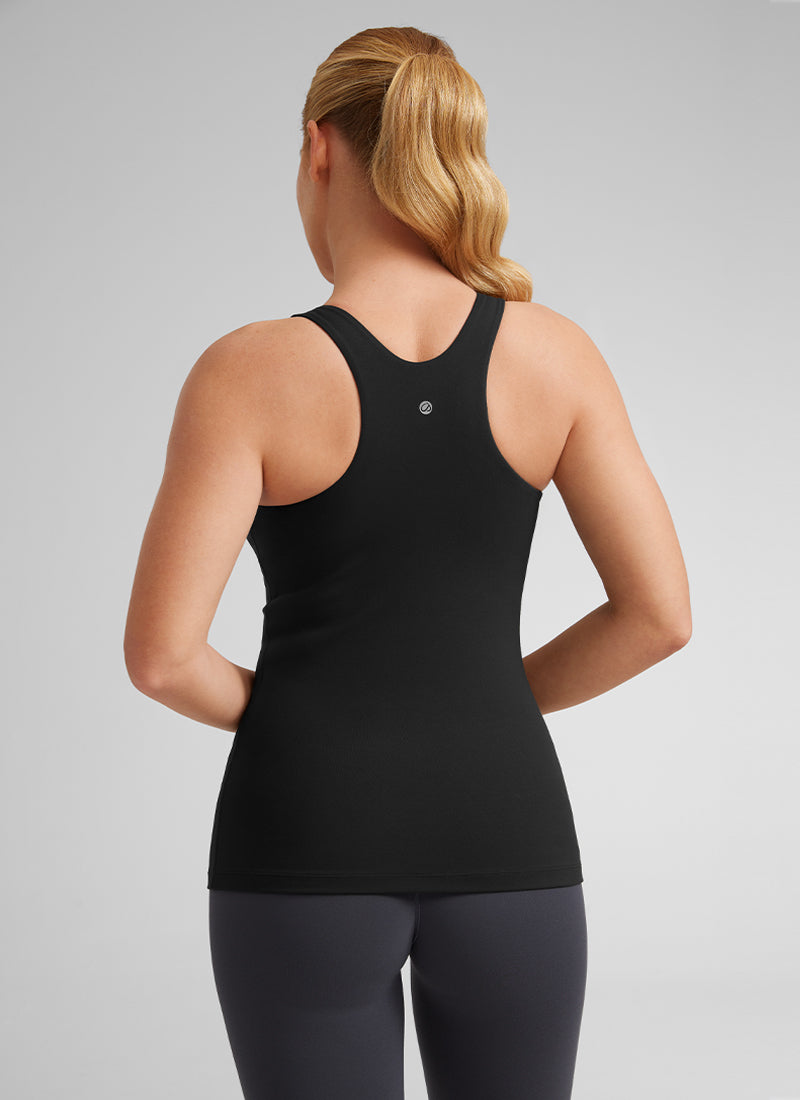 CRZ YOGA Top de yoga de corte entallado Butterluxe con espalda nadadora y cuello alto para mujer Negro