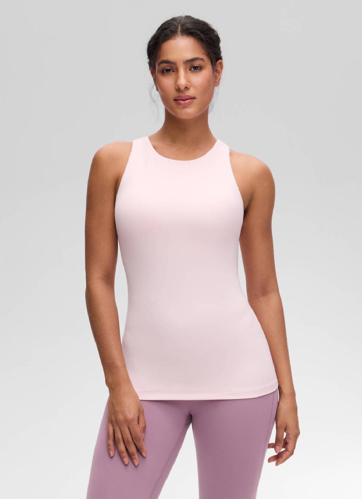Camiseta Butterluxe sin mangas de corte ajustado con espalda nadadora y cuello alto para yoga de mujer CRZ YOGA Strawberry Pink