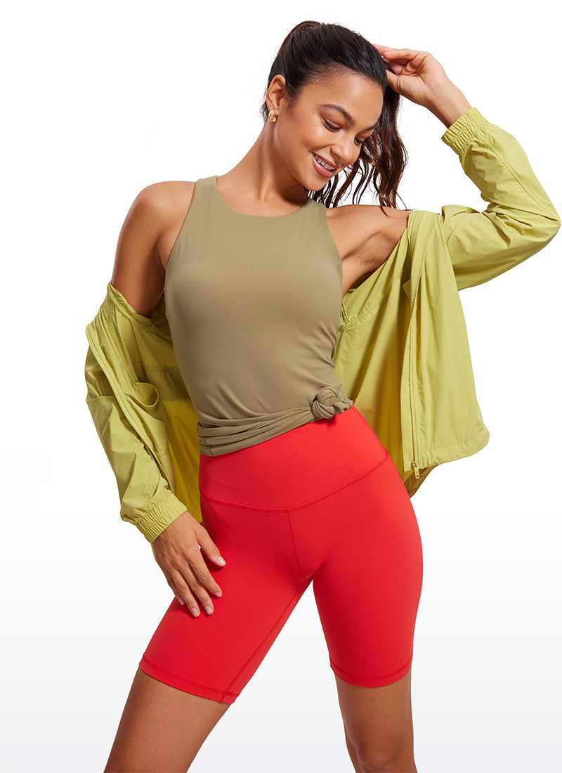 CRZ YOGA Haut de Yoga Slim Fit pour Femme Butterluxe Débardeur Dos Nageur Col Haut Marron Soul
