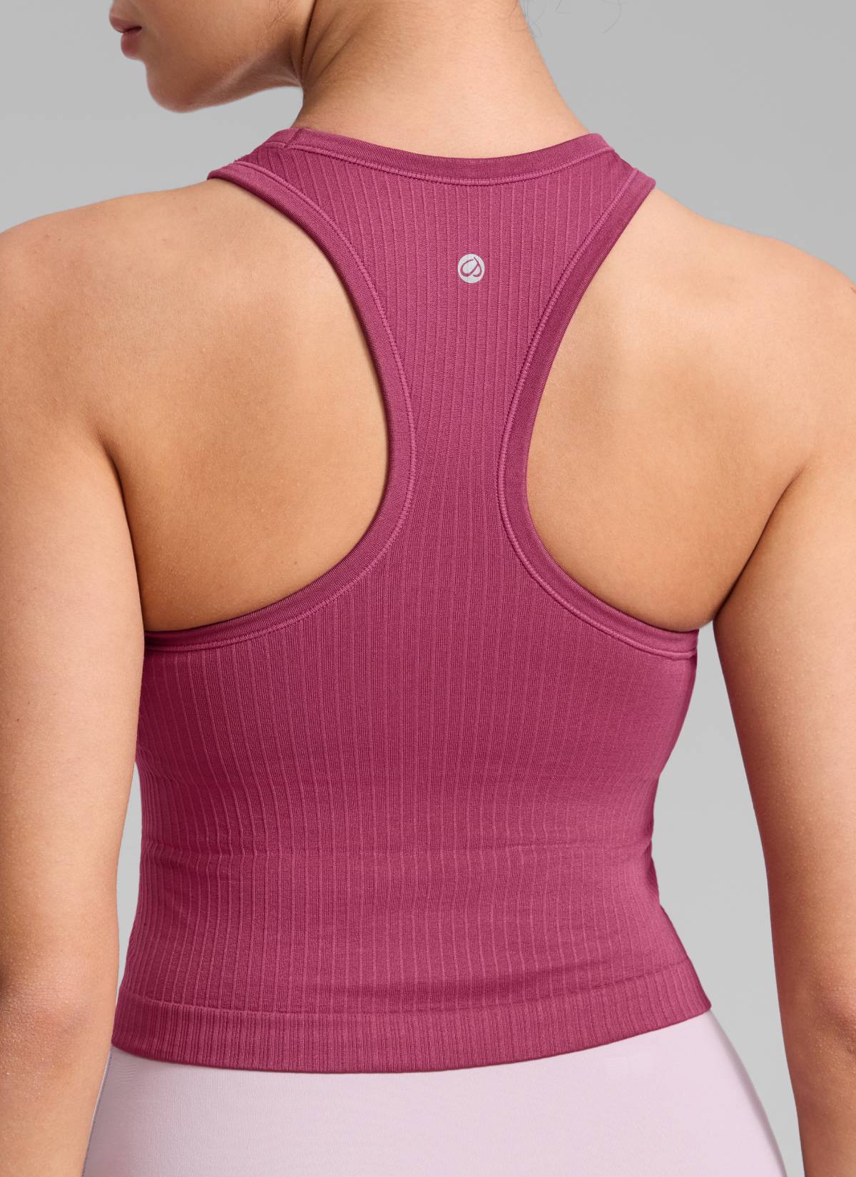 CRZ YOGA Women's Yoga Slim Fit Tops Seamless Longline Tank High Neck Washed Mauve