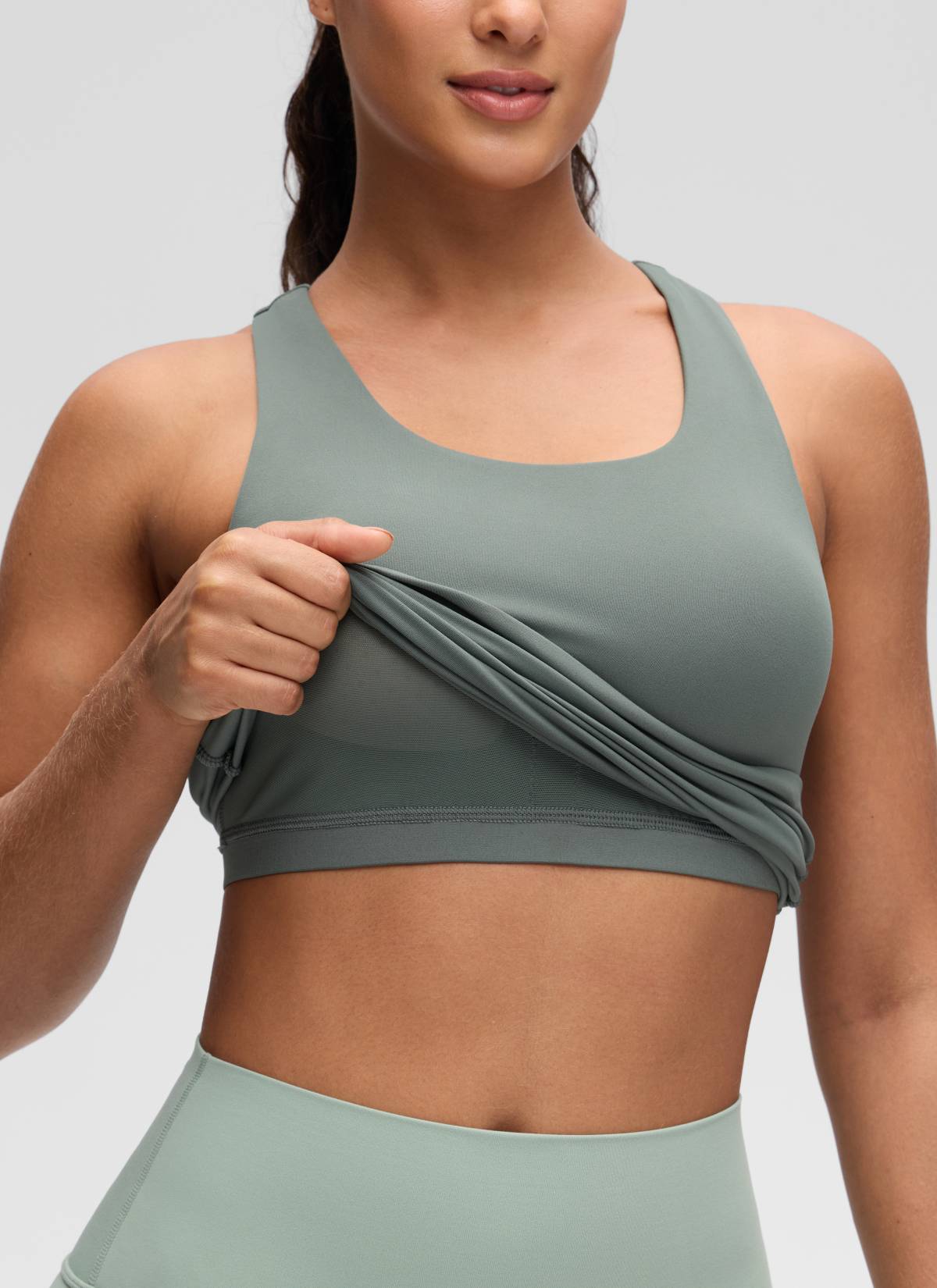 Top da Yoga Aderente da Donna CRZ YOGA Butterluxe con Reggiseno Integrato Grigio Salvia