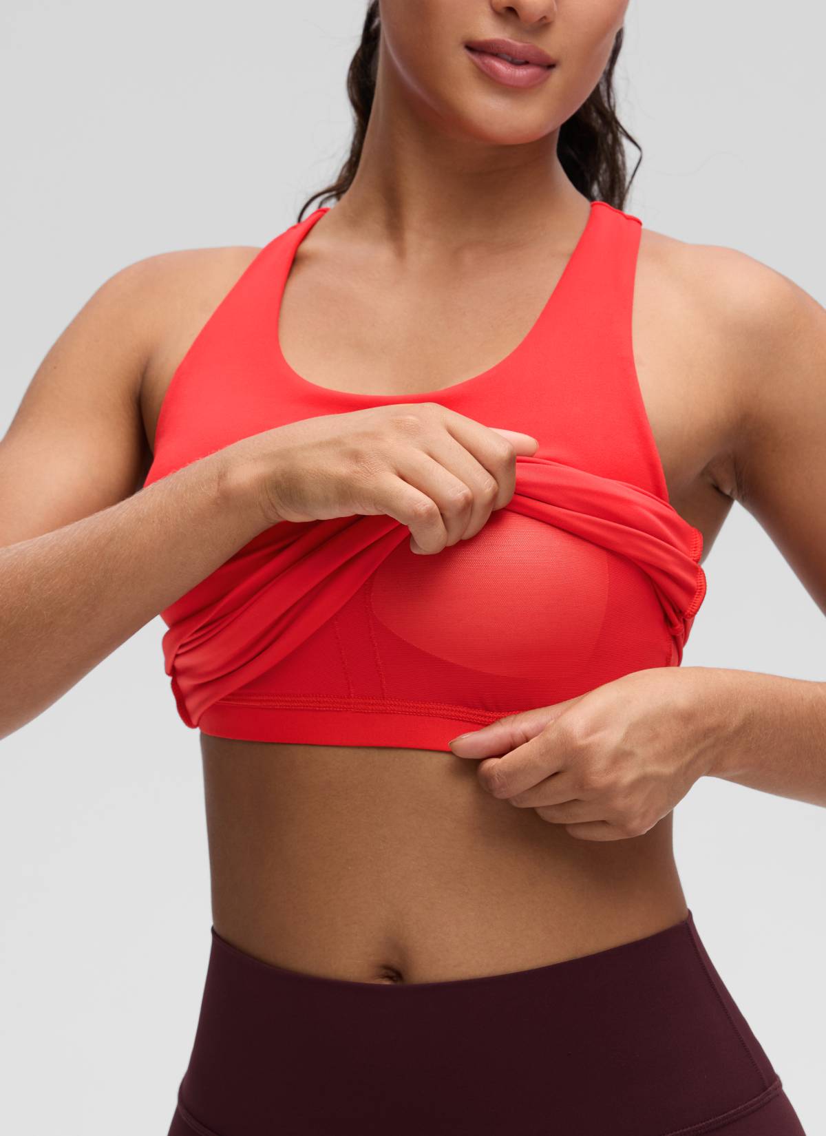 Top da Yoga Aderente da Donna CRZ YOGA Butterluxe con Reggiseno Integrato Rosso Scuro