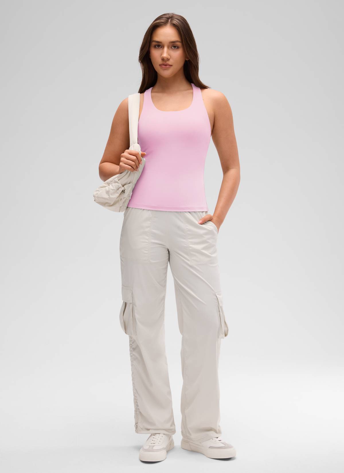 CRZ YOGA Women's Yoga Tight Fit Tops Butterluxe Built-in Bra Tank Pink Peony