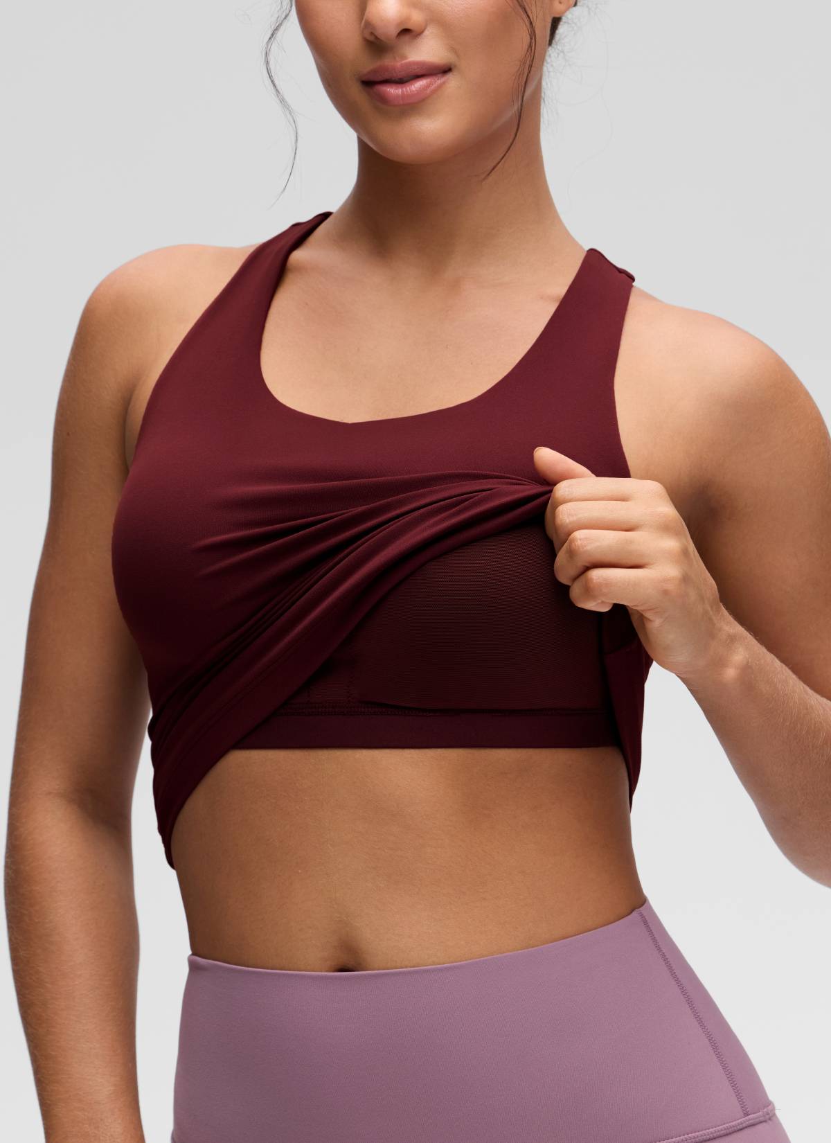 Top da Yoga Aderente da Donna CRZ YOGA Butterluxe con Reggiseno Integrato Rosso Merlot