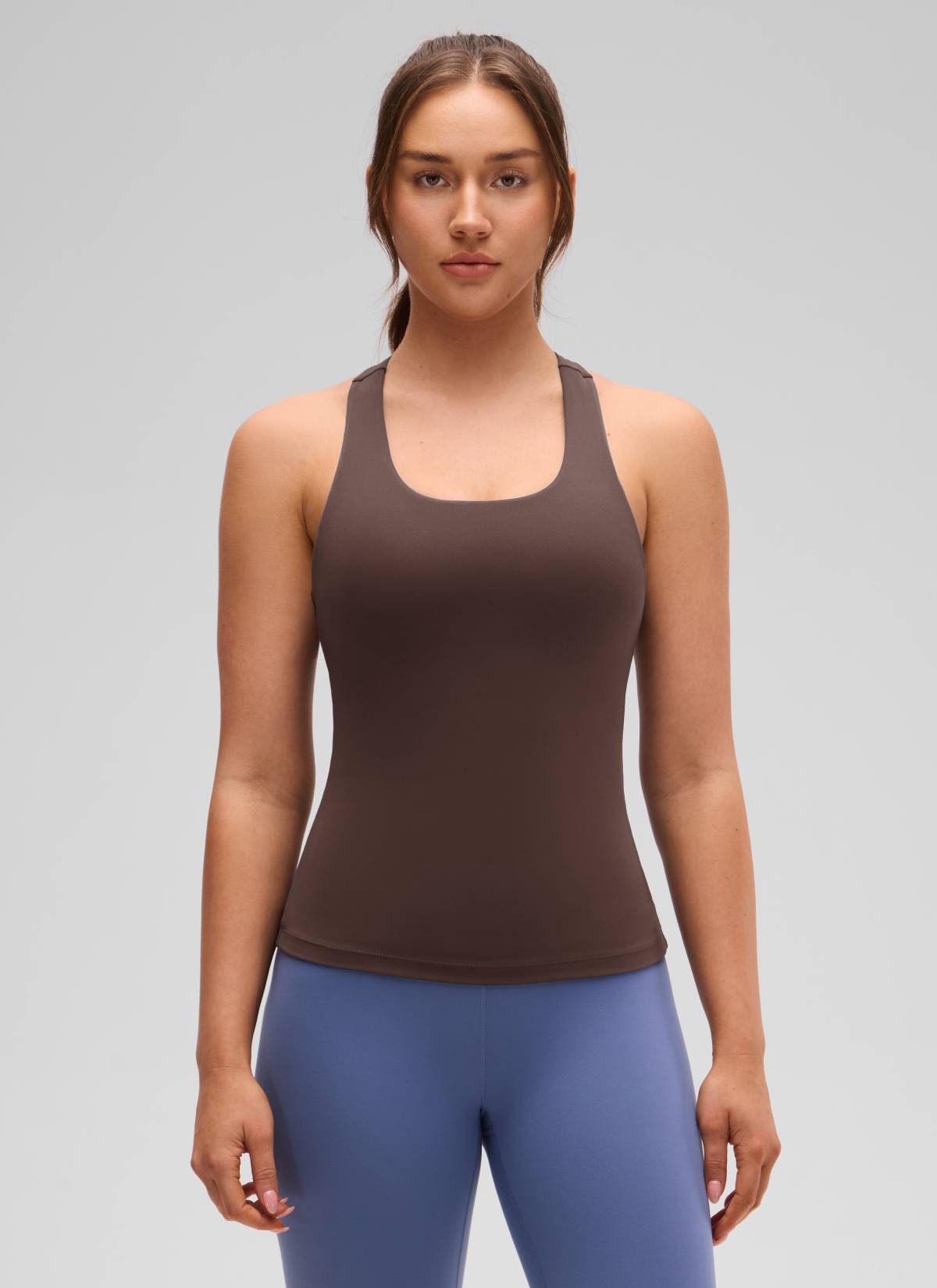 Top da Yoga Aderente da Donna CRZ YOGA Butterluxe con Reggiseno Integrato Marrone Cioccolato Caldo