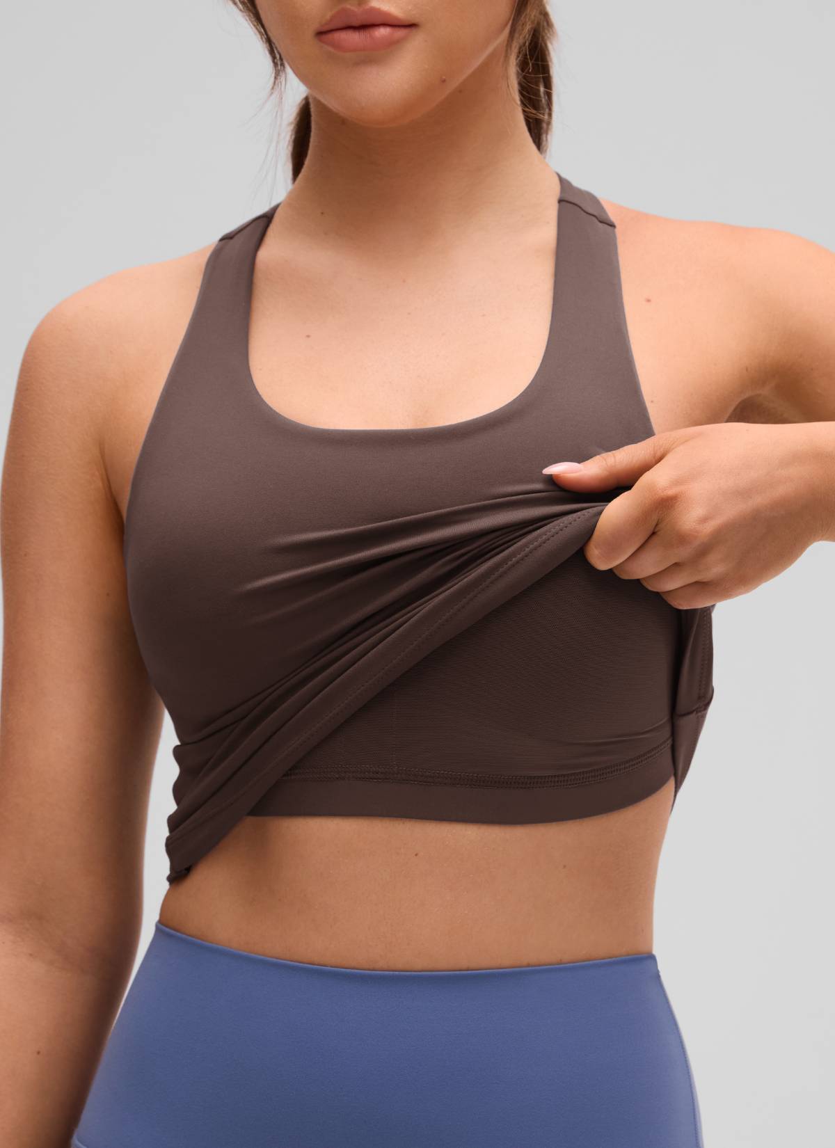 Top da Yoga Aderente da Donna CRZ YOGA Butterluxe con Reggiseno Integrato Marrone Cioccolato Caldo