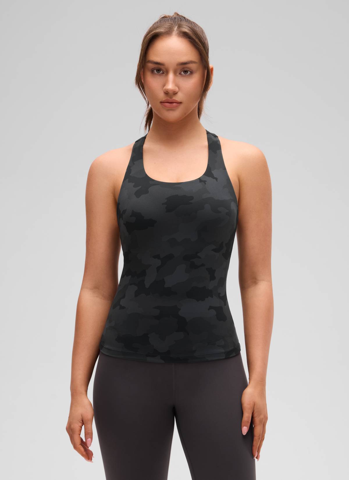 Top da Yoga Aderente da Donna CRZ YOGA Butterluxe con Reggiseno Integrato Mimetico Grigio Scuro 2