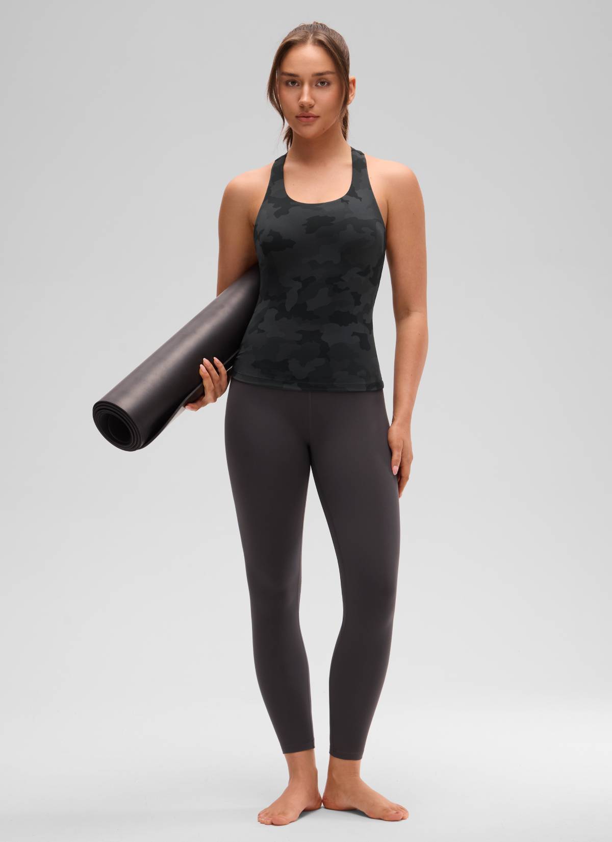 Top da Yoga Aderente da Donna CRZ YOGA Butterluxe con Reggiseno Integrato Mimetico Grigio Scuro 2