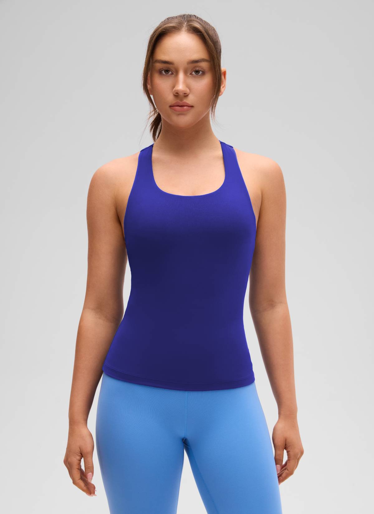 Top da Yoga Aderente da Donna CRZ YOGA Butterluxe con Reggiseno Integrato Blu Delfinio