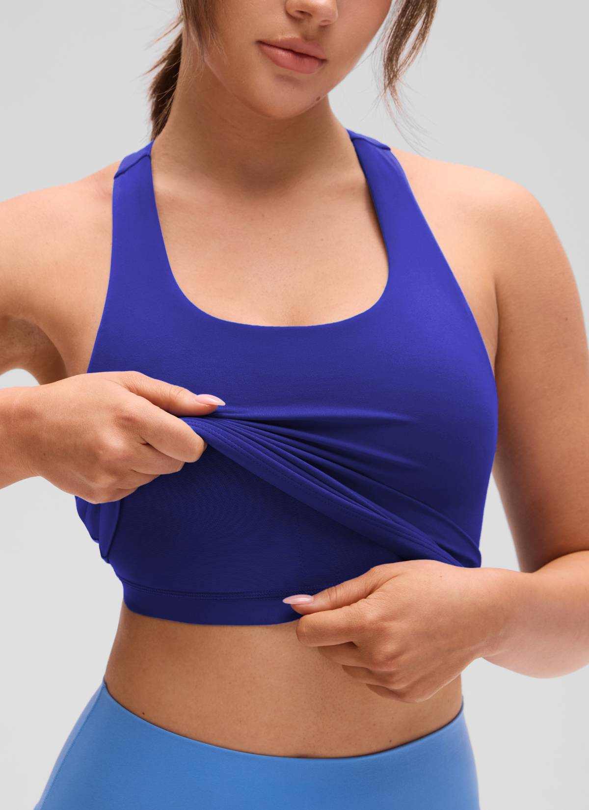 CRZ YOGA Women's Yoga Tight Fit Tops Butterluxe Built-in Bra Tank Larkspur Blue