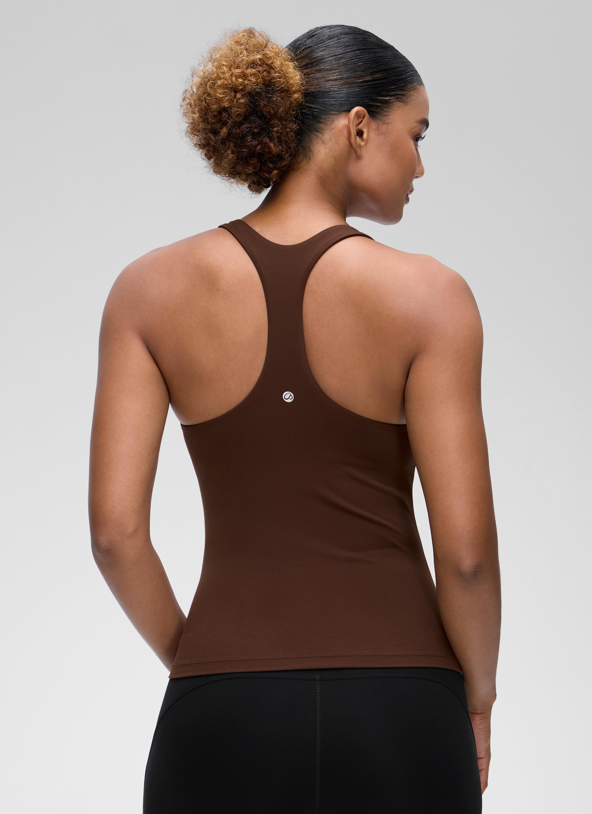 CRZ YOGA Women's Yoga Tight Fit Tops Butterluxe Built-in Bra Tank Lava Brown @model_info:Barbara