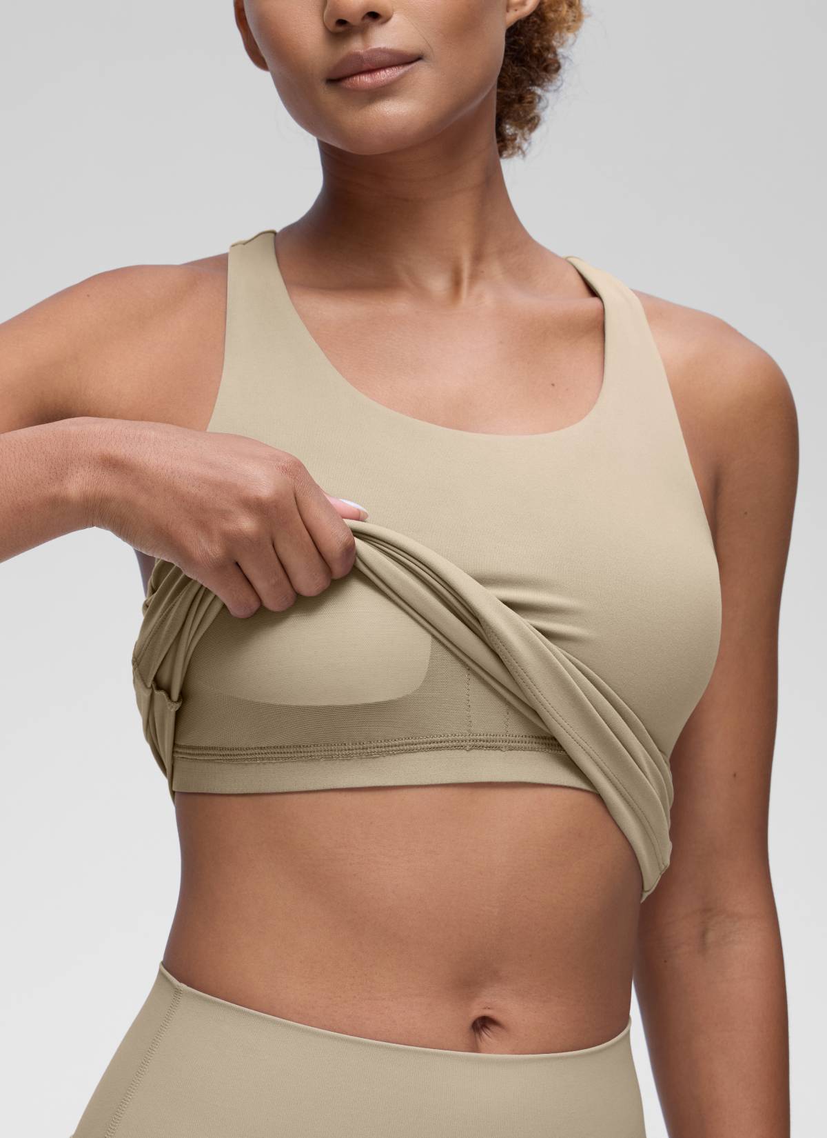 CRZ YOGA Hauts de yoga ajustés pour femme Débardeur avec soutien-gorge intégré Butterluxe Chêne