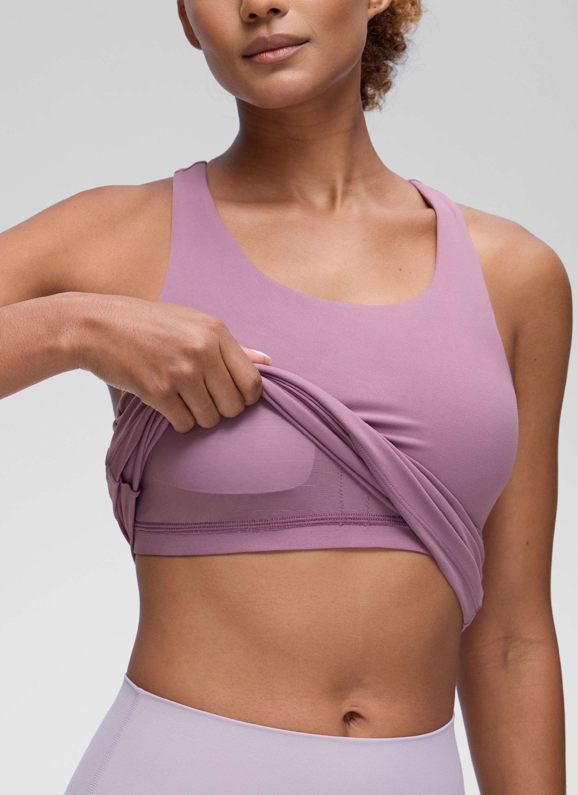 CRZ YOGA Top da Yoga Aderenti da Donna Canotta Butterluxe con Reggiseno Integrato Lavanda Chiaro