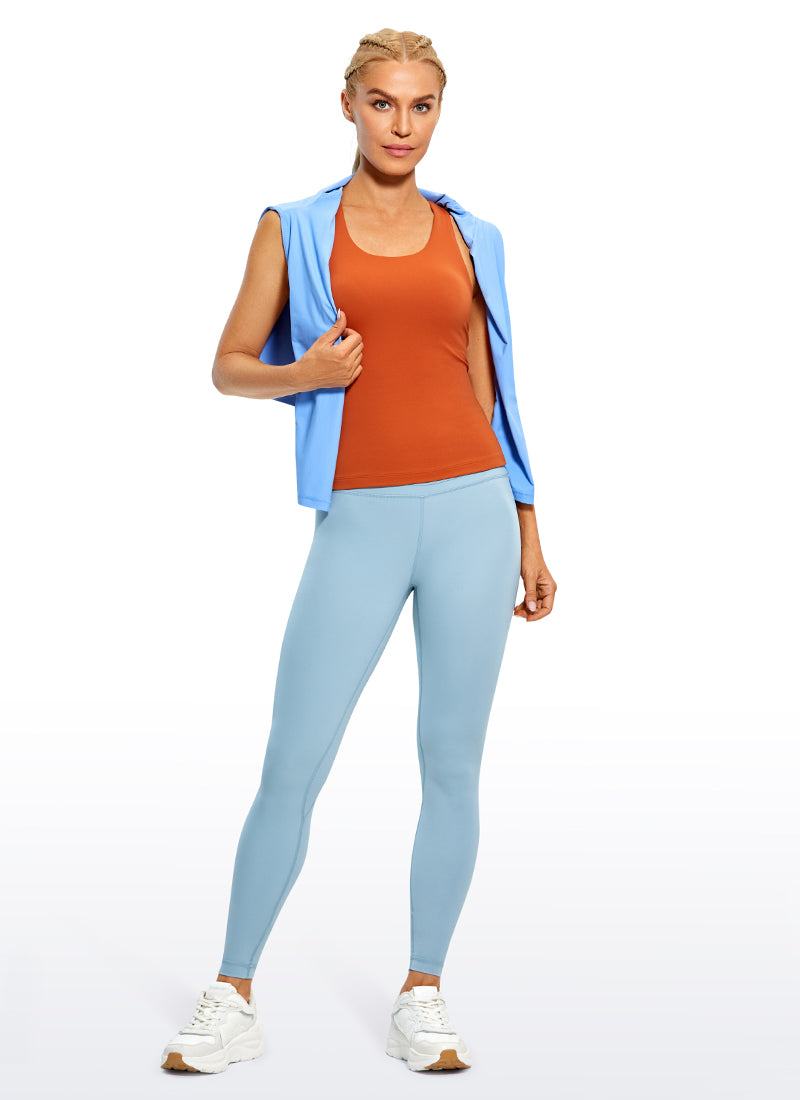 CRZ YOGA Hauts de yoga ajustés pour femme Débardeur avec soutien-gorge intégré Butterluxe Saule