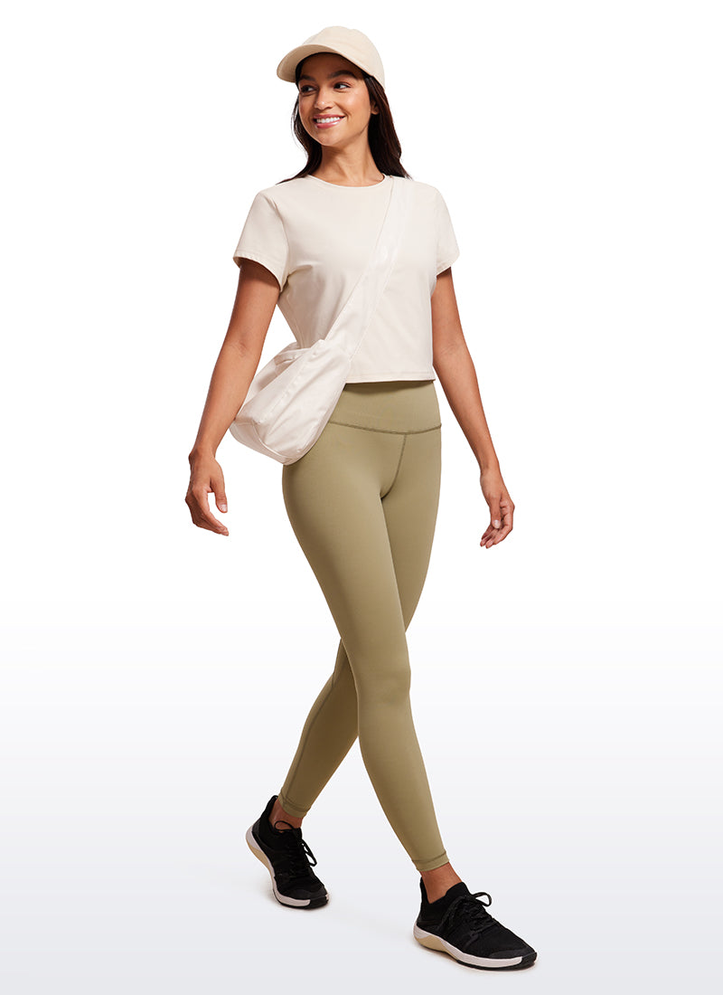 CRZ YOGA Haut de Yoga Coupe Classique pour Femme Butterluxe Manches Courtes Crop Top Abricot Blanc
