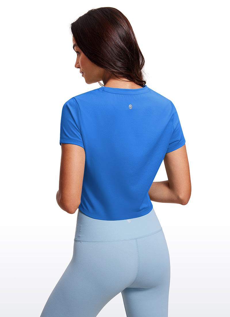 Haut de yoga coupe classique Butterluxe manches courtes courte pour femme CRZ YOGA Bleu scintillant