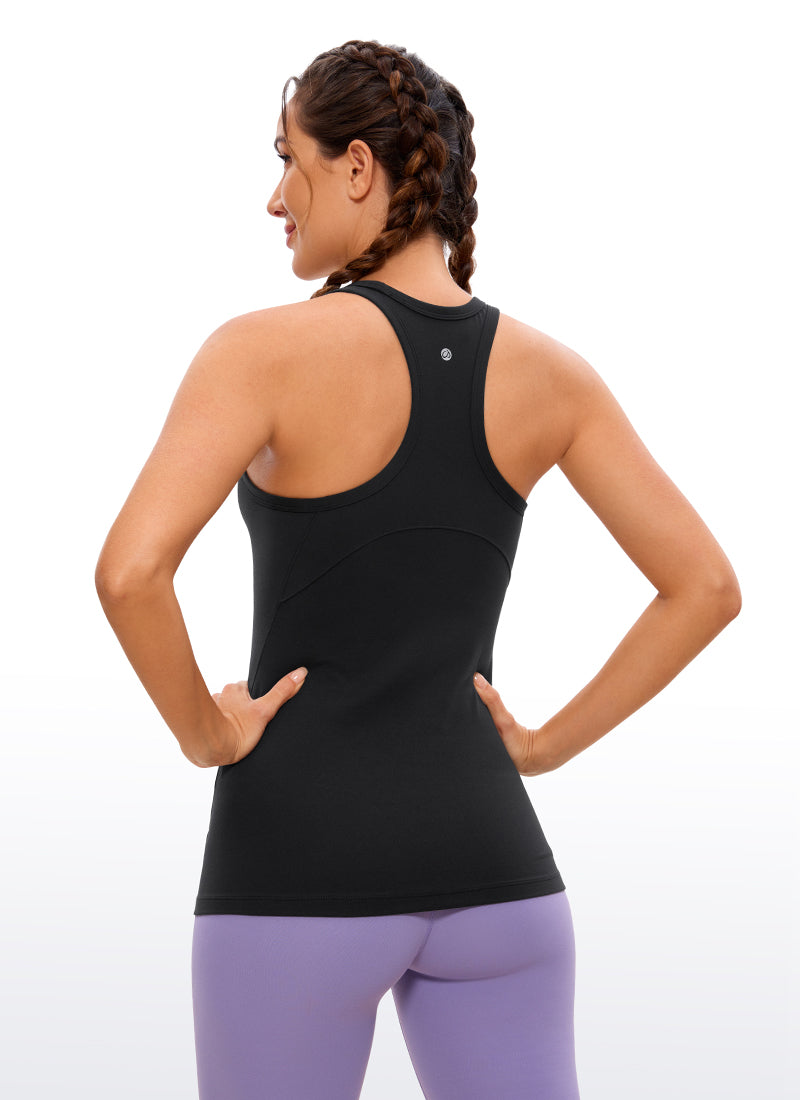 CRZ YOGA Top de yoga de corte entallado Butterluxe con espalda nadadora y cuello alto para mujer Negro