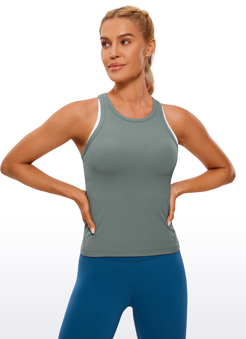 Débardeur haut col Butterluxe coupe ajustée pour le yoga femme - Vert Sauge