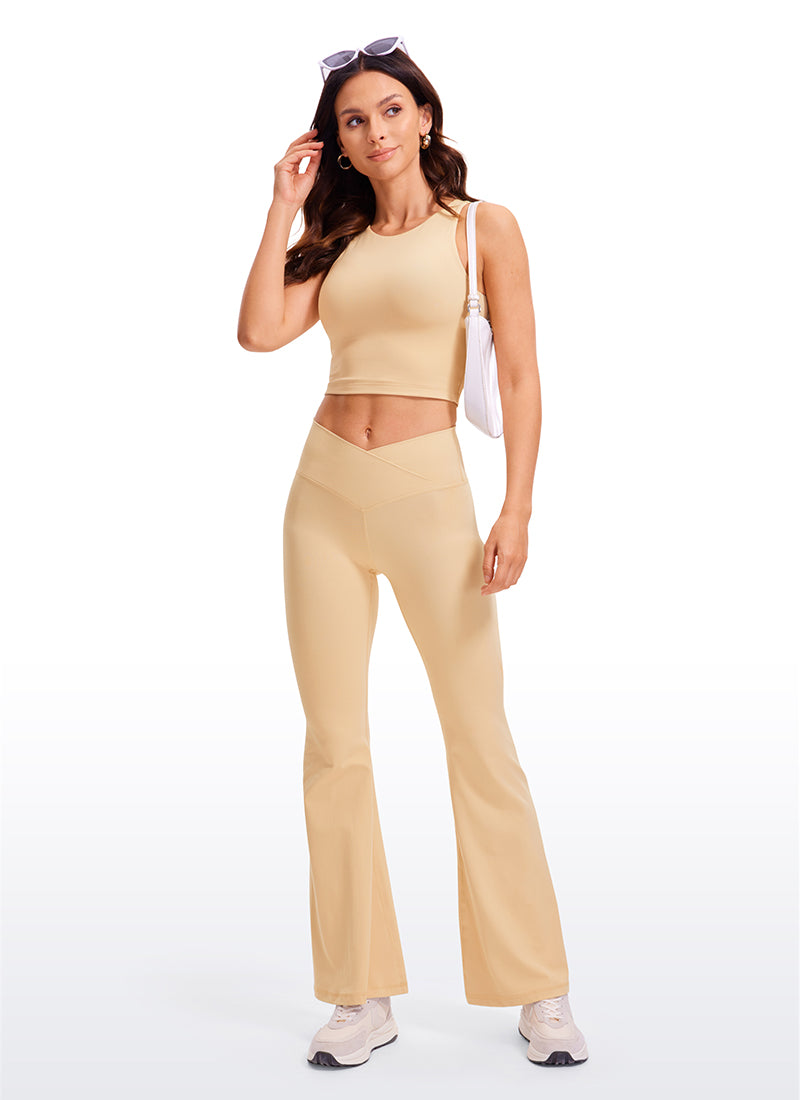 Camiseta corta de tirantes Butterluxe entallada de yoga con espalda nadadora para mujer CRZ YOGA Batido de Avellana