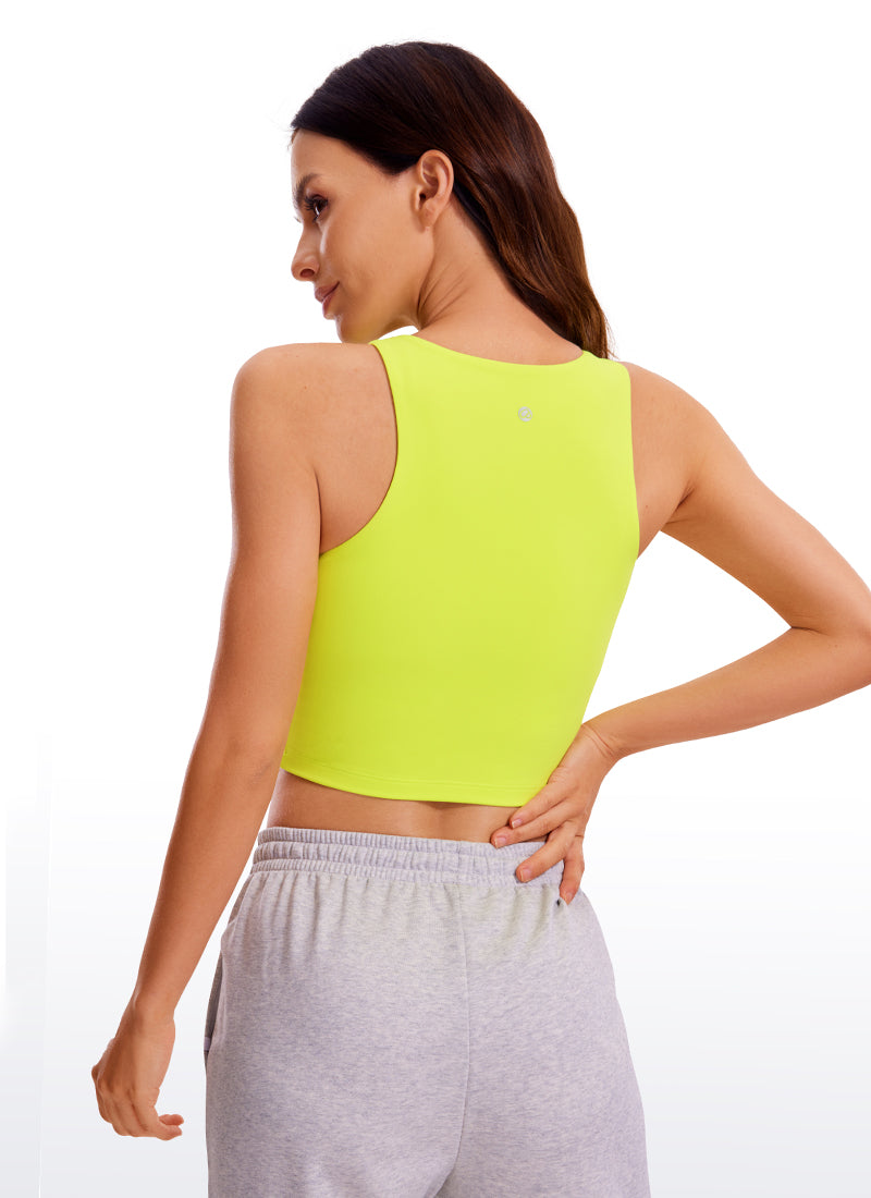 CRZ YOGA Débardeur de yoga Butterluxe court et ajusté pour femme Dos nageur Jaune néon