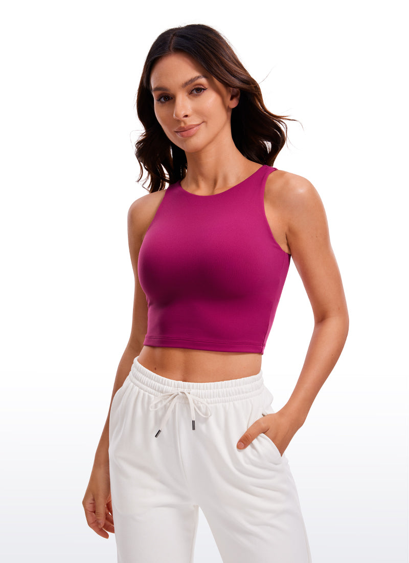 CRZ YOGA Débardeurs de yoga femme coupe moulante Butterluxe dos nageur court Violet Magenta