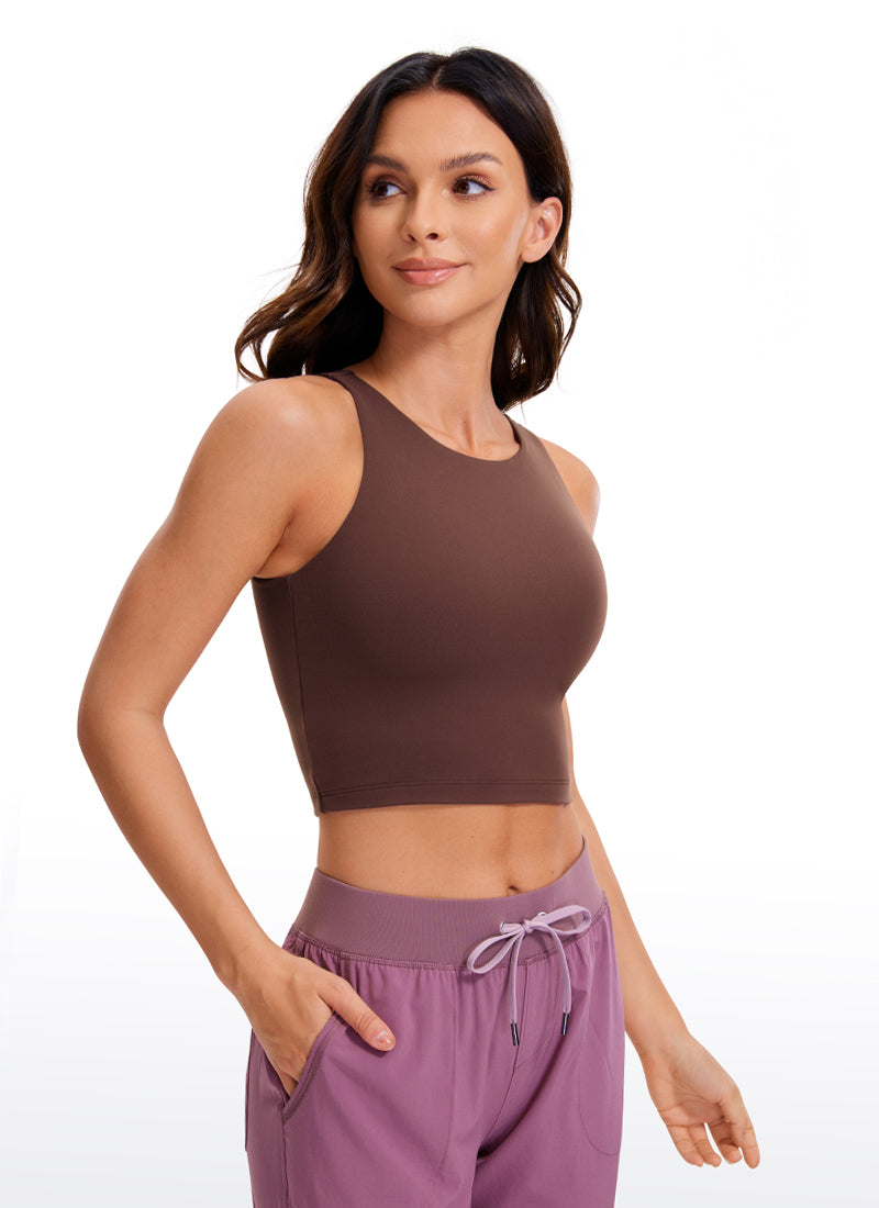 CRZ YOGA Débardeur Butterluxe ajusté pour femme dos nageur coupe courte Taupe