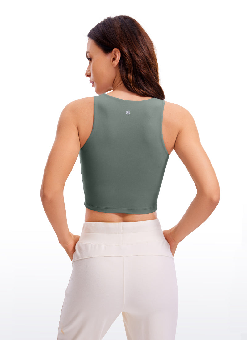 CRZ YOGA Débardeurs Butterluxe coupe ajustée dos nageur courts pour femme Vert Sauge