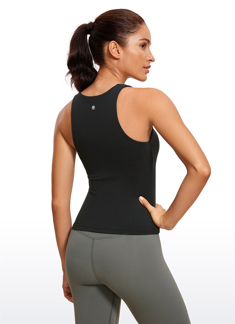 Haut de yoga coupe slim Butterluxe avec soutien-gorge intégré, col en V, noir, pour femme CRZ YOGA