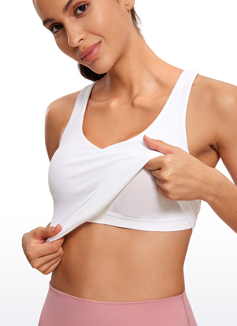 Hauts de yoga coupe ajustée Butterluxe avec soutien-gorge intégré et col en V Blanc Femme CRZ YOGA