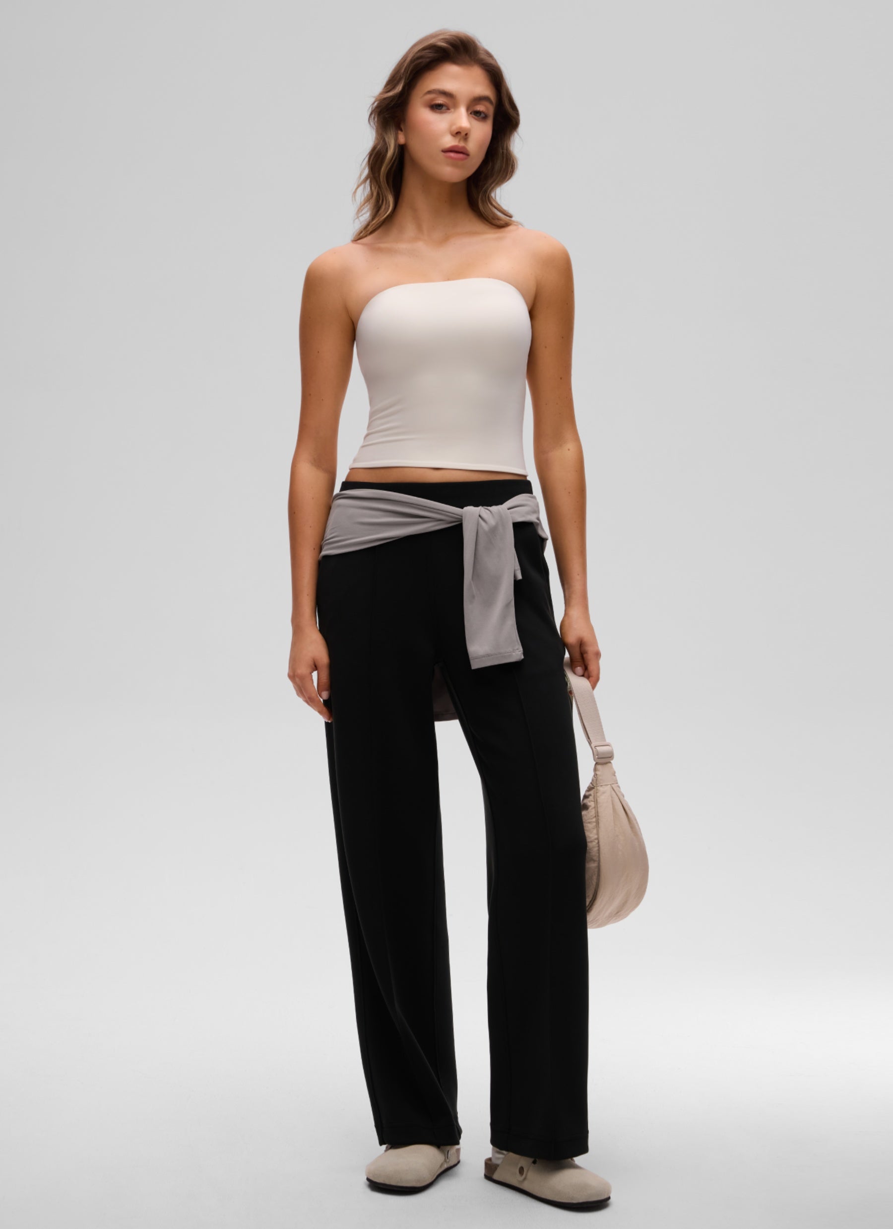 CRZ YOGA Hauts sans bretelles coupe ajustée Butterluxe décontractés pour femme Abricot Blanc