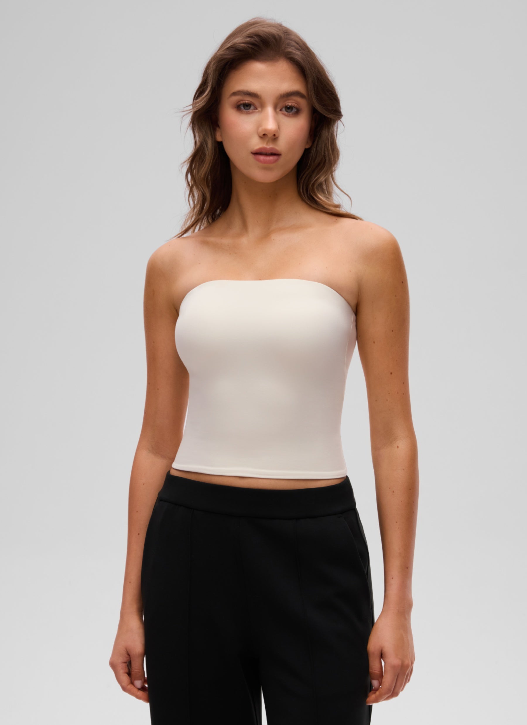 CRZ YOGA Hauts sans bretelles coupe ajustée Butterluxe décontractés pour femme Abricot Blanc