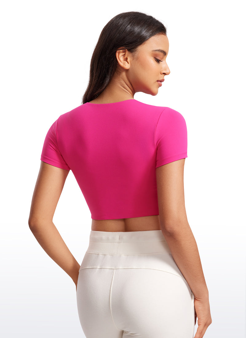 CRZ YOGA Haut court à manches courtes Butterluxe pour femme, coupe ajustée Rose granita