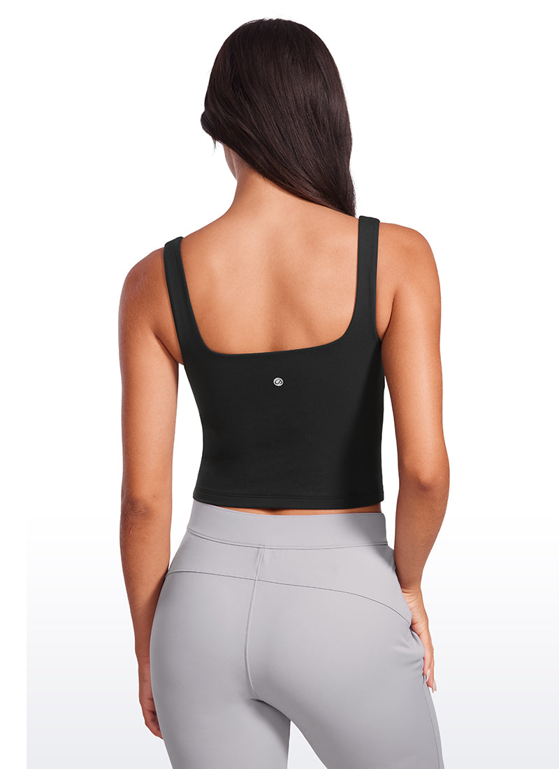 Camiseta de tirantes ajustada con cuello cuadrado Butterluxe de yoga para mujer CRZ YOGA Black