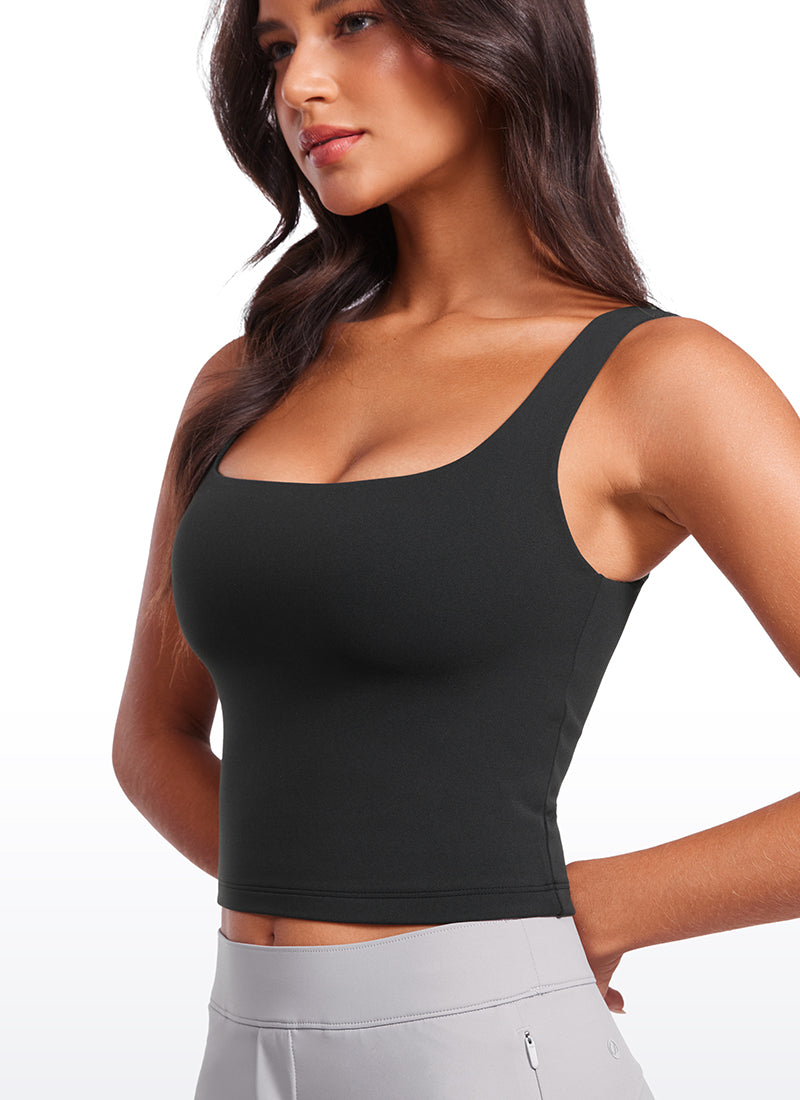 Camiseta de tirantes ajustada con cuello cuadrado Butterluxe de yoga para mujer CRZ YOGA Black