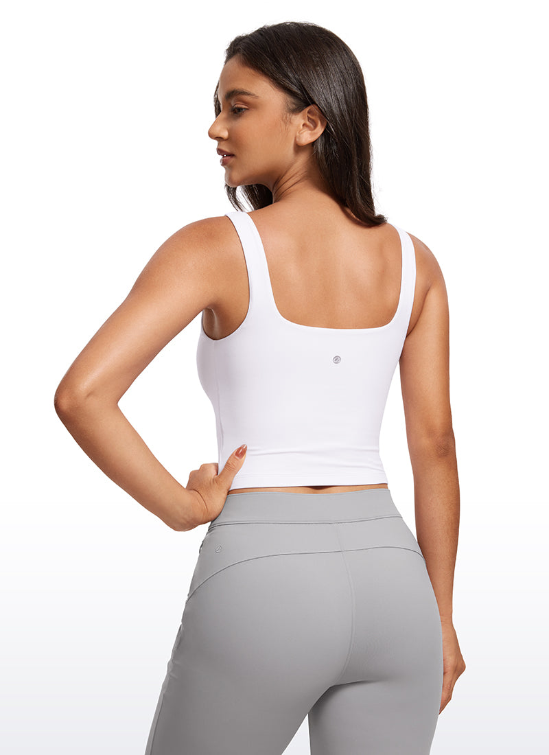 Débardeur ajusté pour femme CRZ YOGA Butterluxe de yoga encolure carrée blanc